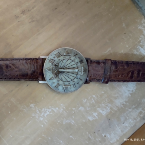 Antique Sundial Fossil Mens Watch 